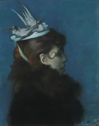 Elegant med fåglar, 1890